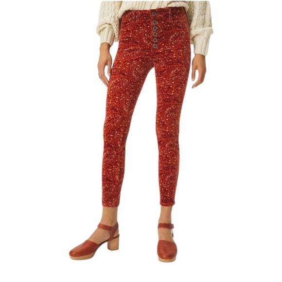 ANTHROPOLOGIE Pilcro high rise corduroy exposed button fly skinny pants 32 - Picture 12 of 12